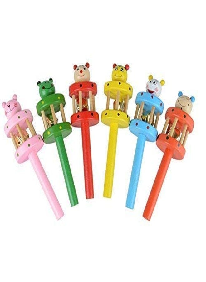 Shopfleet Pack of 2 Pcs Wooden Cartoon Cage Bell Rattle Handheld Bell Musical Kids Toy Gift Baby Non-Toxic Safe Ring/Bed Bell (Multicolor) - Image 3